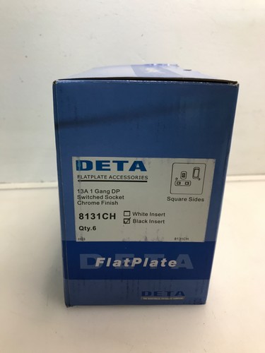 6 x Deta 8131CH 13A Single Gang DP Schaltsteckdose schwarz Einsatz, P chrom (38) - Bild 3 von 3