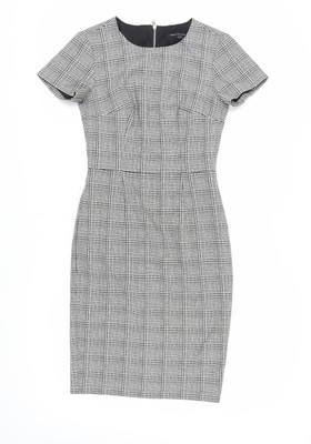 French Connection Damen Grau Etui Karo Kleid Größe 6