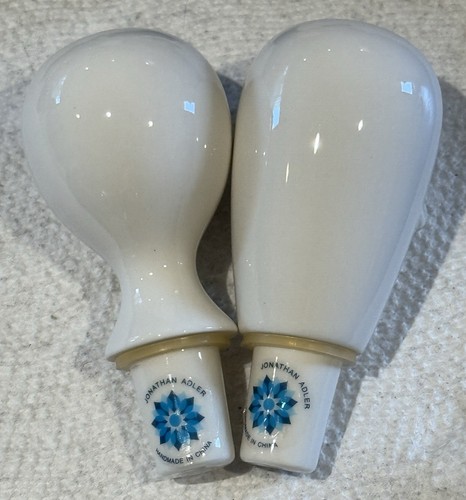 JONATHAN ADLER Mr. & Mrs. Muse BOTTLE STOPPERS Boxed Set WHITE Ceramic OPEN BOX - Picture 7 of 15