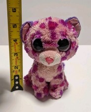 TY Beanie Boo "Glamour" Purple Spotted Leopard Beanie Paws Glitter Eyes 5 Inch