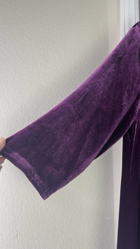 Eileen Fisher Velvet Deep Purple Mini Dress Tunic M Fairy Grunge Witchy Silk - Picture 3 of 10