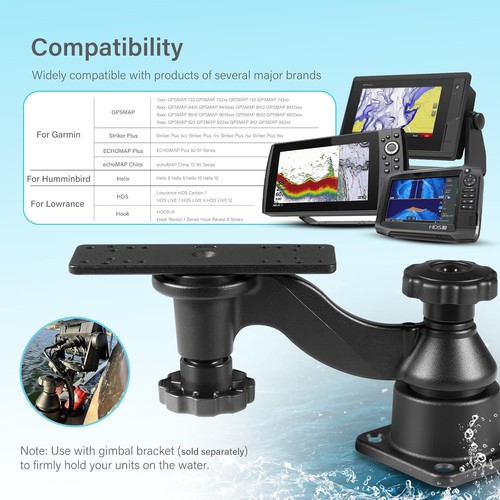 Fishfinder Mount with 6" Swing Arm Fits for Garmin, Humminbird, Lowrance, Black - Picture 4 of 8