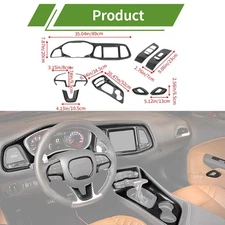 Black Carbon Fiber Interior Dash Decor Cover Trim Kit for Dodge Challenger 2015+