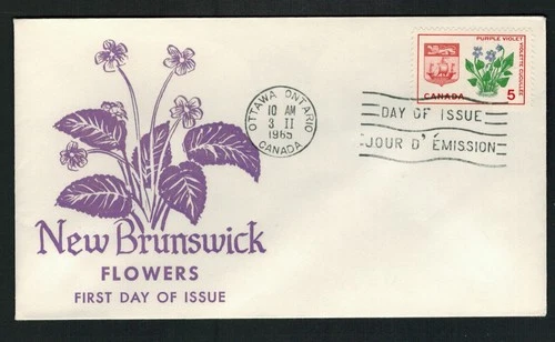 Canada #421, 1965 5¢ New Brunswick Floral Emblem, ARC cachet, VF
