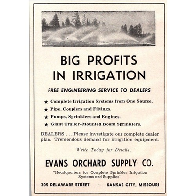 #ad Evans Orchard Supply Co. Big Profits Kansas City MO 1957 Ad SAI2 H11 $13.50