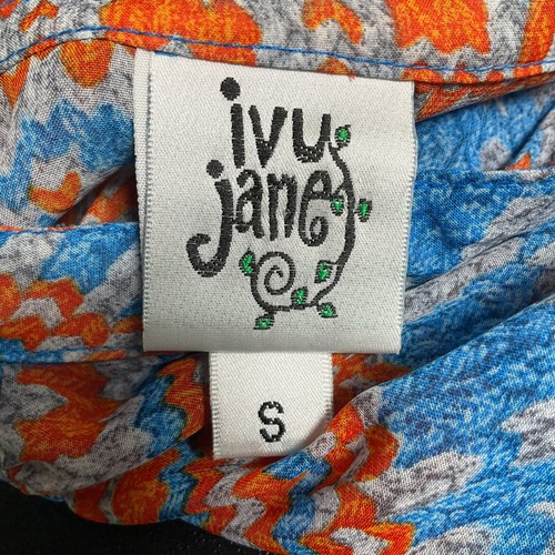 Ivy Jane Tunic Top Small Blue Orange Heart Print Button Up Blouse Lightweight - Picture 5 of 9