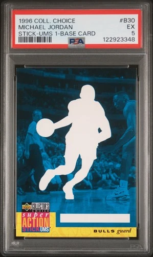 1996 UD COLLECTOR'S CHOICE STICK-UMS 1 BASE CARD #B30 MICHAEL JORDAN PSA 5