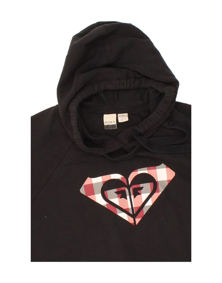 ROXY Womens Graphic Hoodie Jumper UK 10 Small Black Cotton AV03 - Image 3 of 3