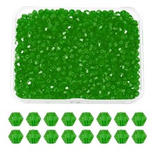 1000pcs 3mm Bicone Glass Crystal Beads, Faceted Beads with Box Grass Green
