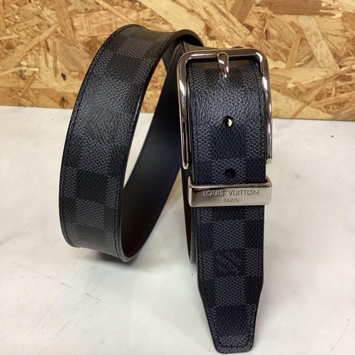 Authentic Louis Vuitton Damier Signature Engraved Buckle Belt Black Leather - Picture 14 of 24