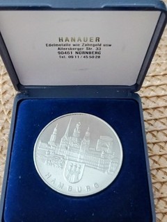 Medaille: Hamburg 1995 Pro Virtute Et Merito: 0.925 Silber plattiert Neusilber