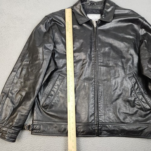 Mens Wilson Leather Jacket Extra Large Classic Black Full Zip Quilt Lined Julian - Picture 4 of 12