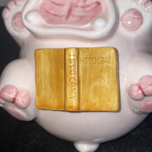 sweet vtg!  FITZ & FLOYD ~Pink Hippo Ceramic Bookends~Japan READ - Picture 11 of 16