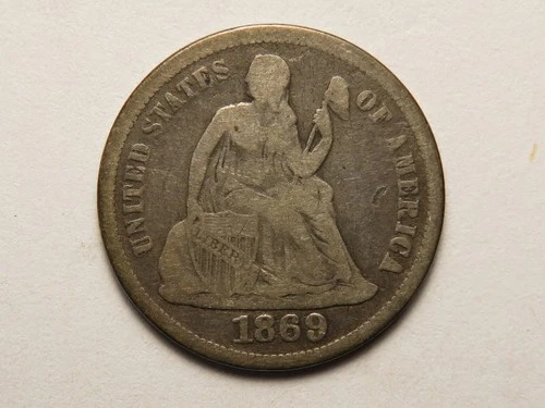 1869-P Seated Liberty Dime — photo from the most recent tracked eBay sale