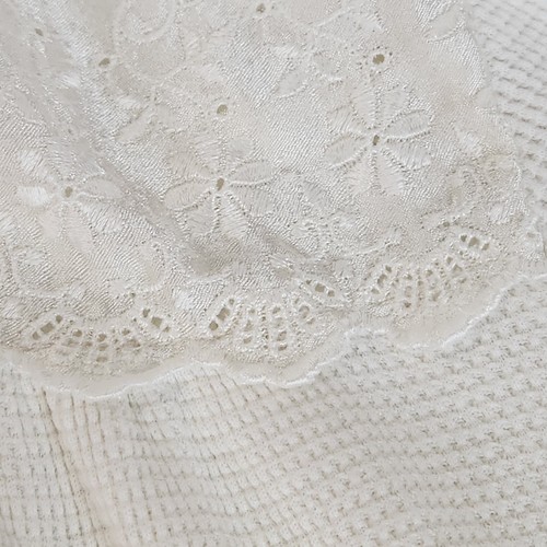 Vintage Christian Dior Women Nightgown White Waffle Knit Long Sleeve Heavyweight - Picture 10 of 15
