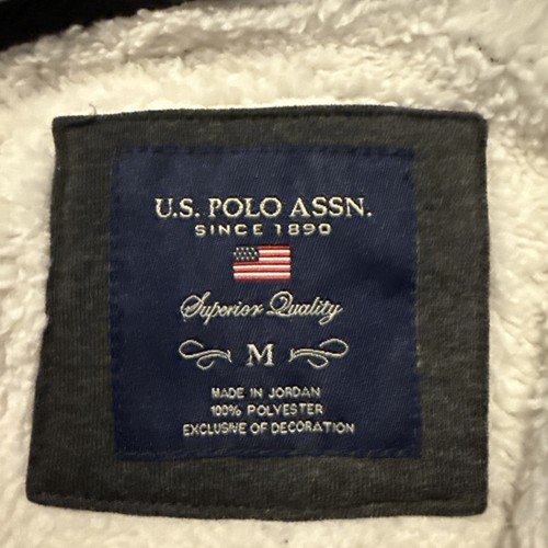 U.S. Polo Association Pony Fleece Lined Hoodie SZ M Sweatshirt ZipUp Gray Pink - Picture 8 of 8