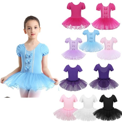 Kids Girl Ballet Dance Tutu Leotard Skirts Gymnastics Dress Performing Dancewear - Picture 1 of 55