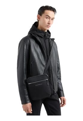 EMPORIO ARMANI ショルダーバッグ メンズ Y4M425 ブラック NWT EMPORIO ARMANI BLACK MESSENGER BAG WITH LOGO PRINT