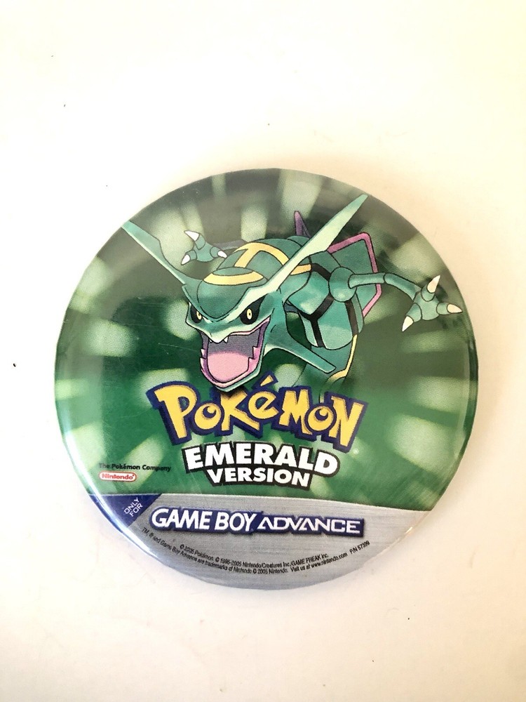 Pokemon Emerald Game Boy Advance Promo Button 2005 Promotional Pin Rayquaza