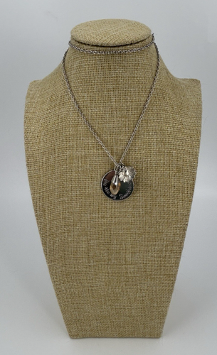 You Are My Sunshine Charm Necklace Womens Silver Tone Faceted Glass Crystal Bead