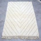 Rug Moroccan Cream White Berber handmade Wool Ivory Tufted Beni Ourain Carpet