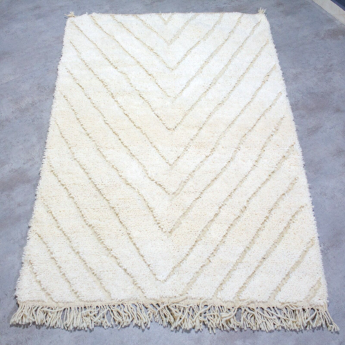 Rug Moroccan Cream White Berber handmade Wool Ivory Tufted Beni Ourain Carpet - Picture 2 of 10