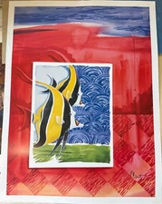 Paul Brent LARGE Lithograph Tropical Fish Artwork 24"x32" Signed