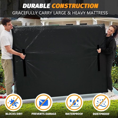 Mattress Bags for Moving,Queen Waterproof Cover with Zipper & Heavy-Duty Handles - Picture 37 of 41