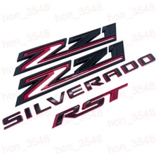 4pc 2019-2024 Red Black Chevrolet Silverado RST Z71 Emblem Nameplate Badge Kit