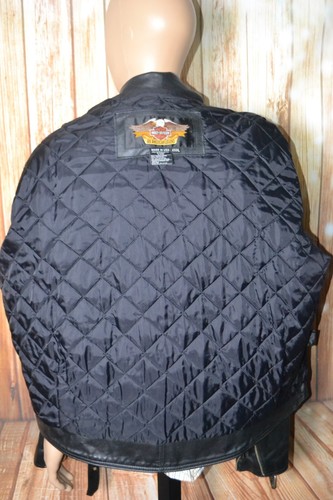 Vntg 1989 Harley Davidson Men Shovelhead Black Leather Motorcycle Jacket Sz 3XL - Picture 9 of 16