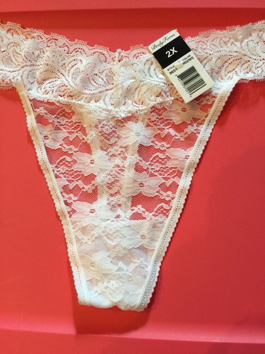 Body Form Sexy White All Over Lace Thong Panties Size 2X Flirty Sheer Soft Lace - Picture 8 of 13