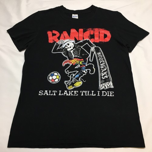 RARE Rancid x Real Salt Lake Soccer Skeleton Limited Edition T Shirt Small Vtg - Afbeelding 1 van 9