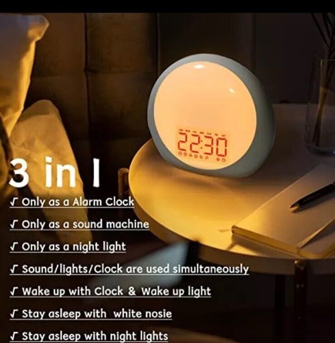 Sunrise Alarm Clock Wake Up Light Brown Noise Machine 29 Alarm Tones with - Picture 6 of 9