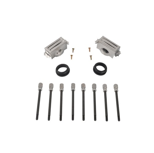 Black Finned Short Valve Covers & Air PCV Breather For SBC Chevy 327 350 1987-97 - Foto 8 di 12