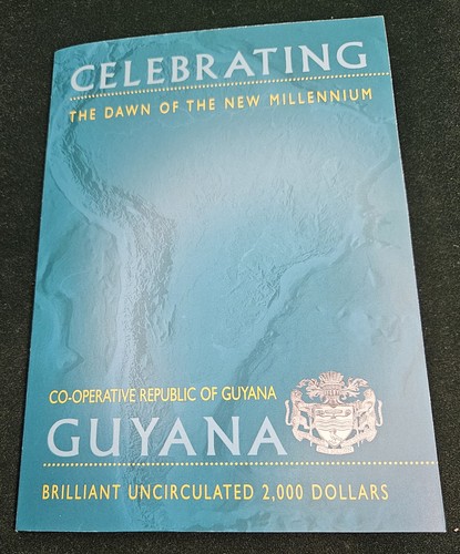 GUYANA MILLENNIUM 2000 DOLLARS 1999-2000 MINT PACKAGE PROOF Cu-Ni COIN KM# 53 - Picture 4 of 8
