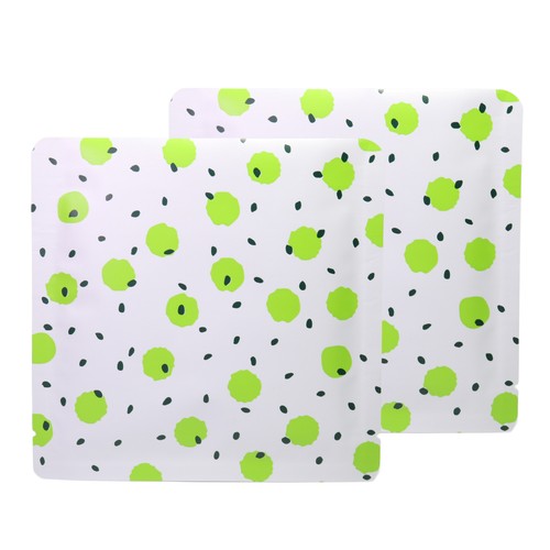 100 bolsas sellables térmicamente de relleno abierto de aluminio con lunares blancos y verdes con muesca de rasgado - Imagen 9 de 9