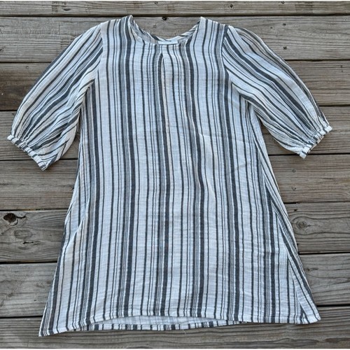 Bryn Walker Black & White Stripe Kimono Sleeve Tunic Top Mini Dress XS Oversize - Picture 4 of 10