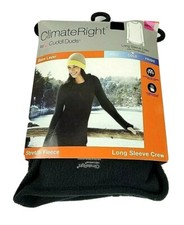 Cuddl Duds Black Climate Right Women  s XS Long Sleeve Crew Stretch Fleece Shirt