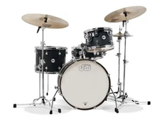 DW Design Black Satin Lacquer Frequent Flyer Drum Set - 20,12,14,14 - DDLM2004BL