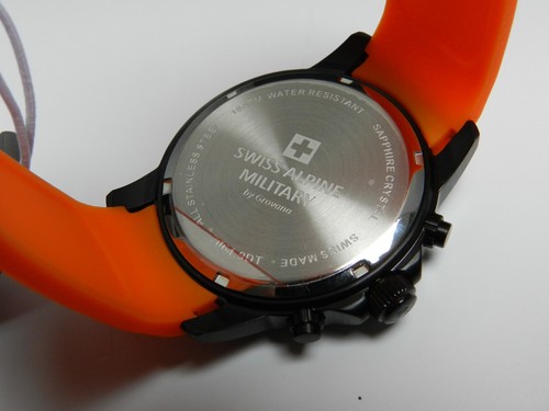 Cronógrafo Militar Alpino Suizo, Cuarzo, 43mm, Suizo, Correa PU, Naranja NUEVO - Imagen 5 de 10