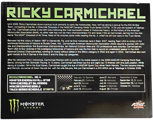 2009 signierte Ricky Carmichael #4 Monster NASCAR Truck Heldenkarte KHI All Stars - Bild 3 von 3