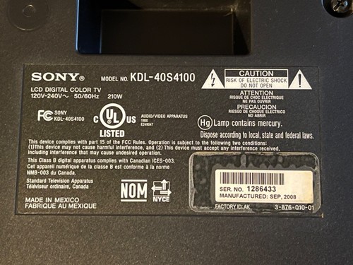 Sony Bravia KDL-40S4100 40" 1080p HD LCD TV - Picture 2 of 6