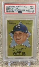 2020 TOPPS HERITAGE BOBBY WITT JR 46/50 ‘71 ALL-STAR ROOKIE RC AUTO PSA 9 ROYALS
