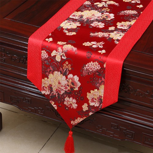NEU China roter Tischläufer chinesischer Stil Satin Luxus Tuch Hochzeitsdekoration - Bild 16 von 36