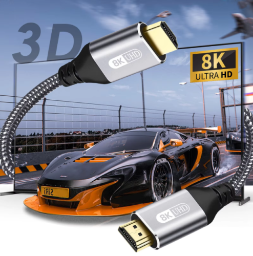 CAVO HDMI RISOLUZIONE ULTRAHD 8K 2.1 ALTA VELOCITÀ PLACCATO ORO CAVO INTRECCIATO - Foto 4 di 9