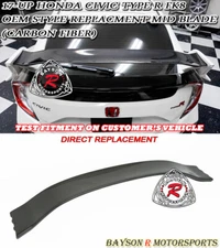 Fits 17-21 Civic 5dr Type-R OE-Style Rear Mid Blade Spoiler Wing (Black Carbon)