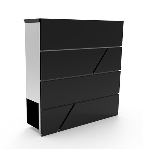Briefkasten Edelstahl Design Postkasten Zeitungsfach Rolle Wand Schwarz 400002 - Bild 6 von 7