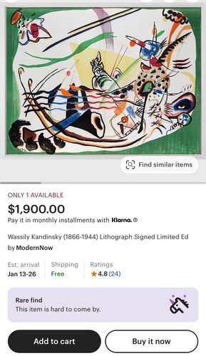 Wassily Kandinsky 1957 Green Composition Original Lithograph Signed Abstract Art - Picture 6 of 7