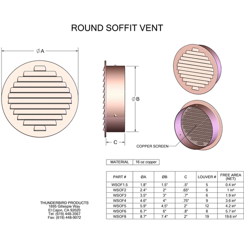 Round Soffit Vent With Screen (1" - 6") - Picture 4 of 10