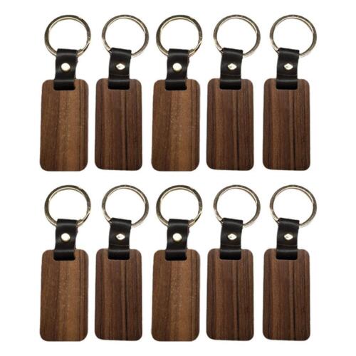 10 pièces porte-clés en bois rectangulaire à collectionner porte-clés - Picture 1 of 8